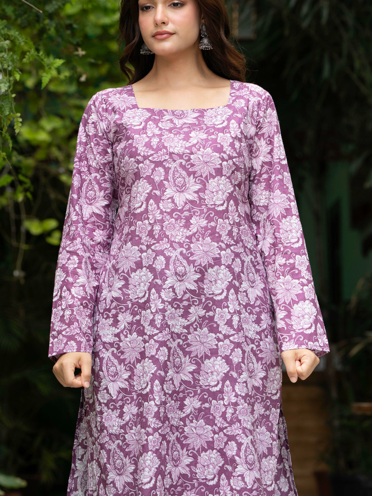 Women Light Pink Floral Printed Cotton Corset Long Kurti