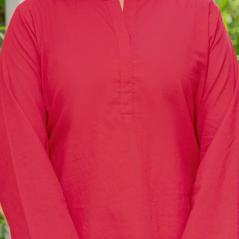 Women Red & White Cherry Print Cotton Farshi Salwar Set