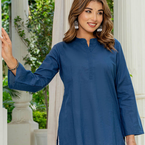 Women White & Blue Evil Eye Print Cotton Farshi Salwar Set