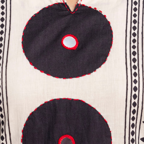Women White & Black Geometric Print Cotton Kurta Pant Dupatta Set